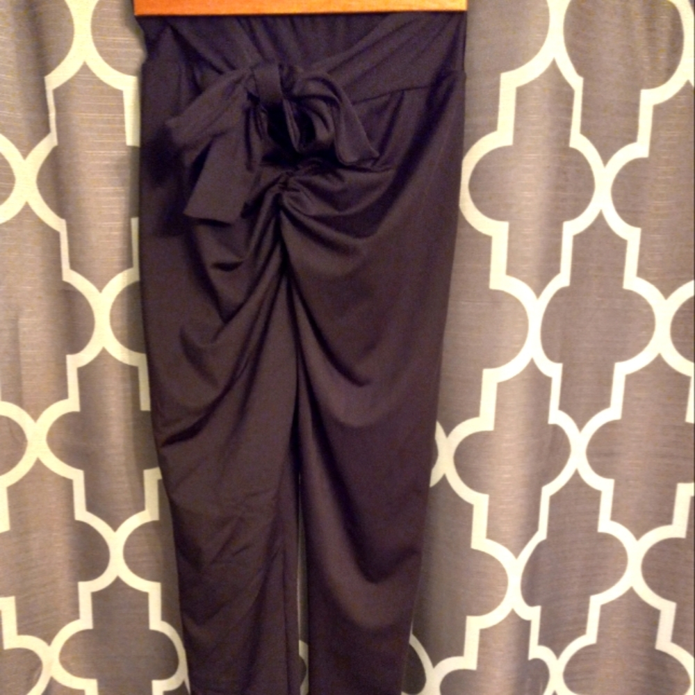 Women's Black Scrunched leggings M with tie back